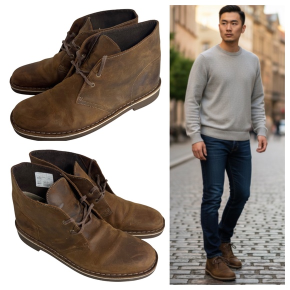 Clarks Bushacre 2 Chukka Boots Mens Sz 9 M Leather Beeswax Brown Ankle Lace Up main image 12